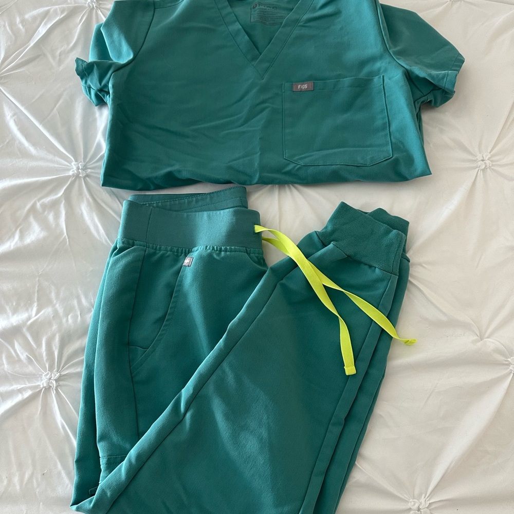 Teal Scrub Set with Neon Accents